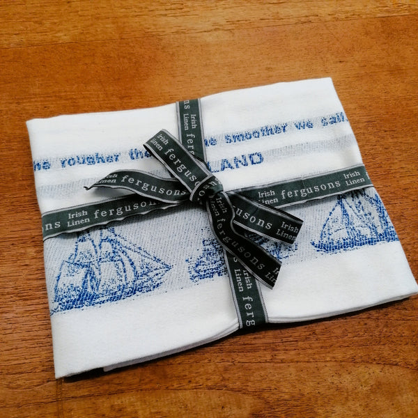Irish Linen Rougher the Sea Gift Tea Towels