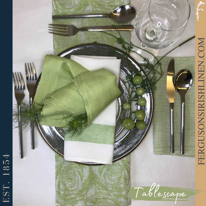 The Bloomsbury Pale Apple Tablescape Set - Ferguson's Irish Linen